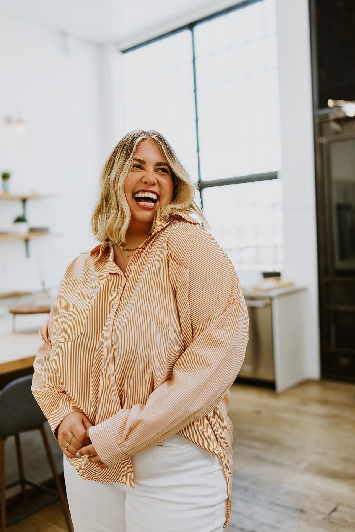 Easy On The Eyes Striped Button Up - Zenana