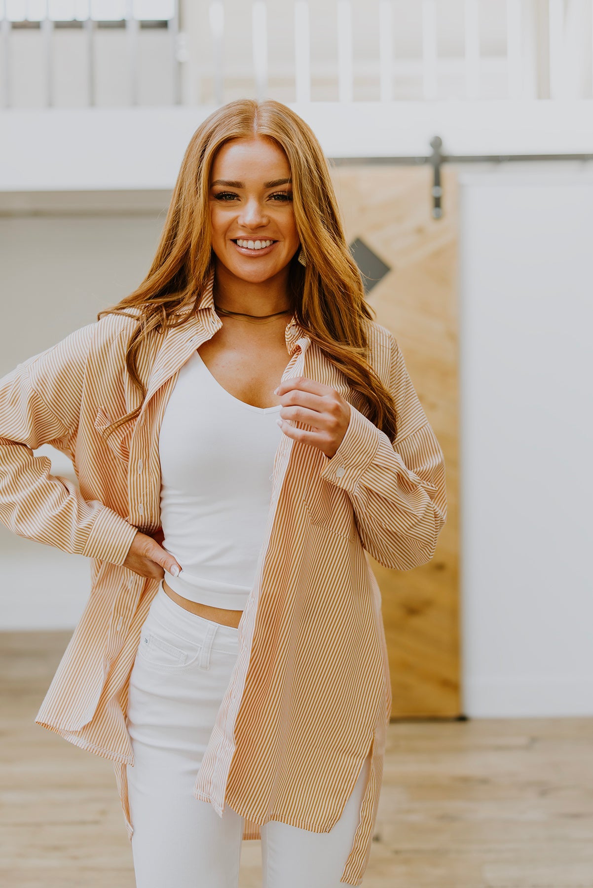 Easy On The Eyes Striped Button Up - Zenana