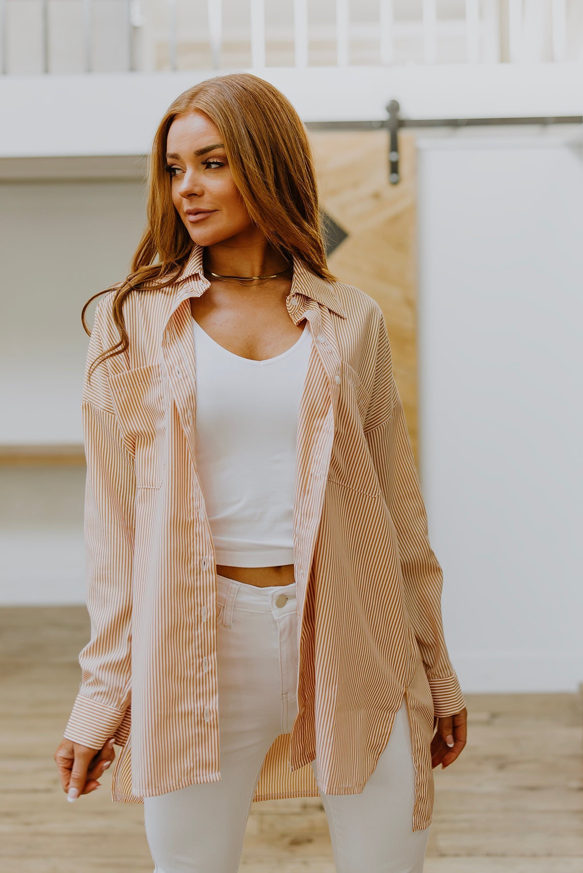 Easy On The Eyes Striped Button Up - Zenana