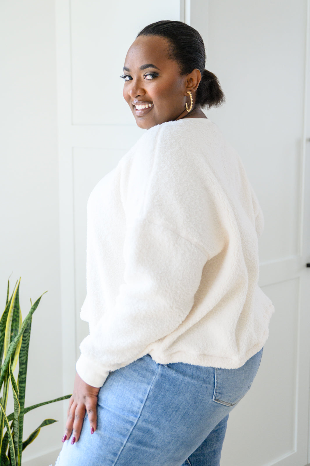 Sew In Love Fuzzy Cuddles Sweater in Off White
