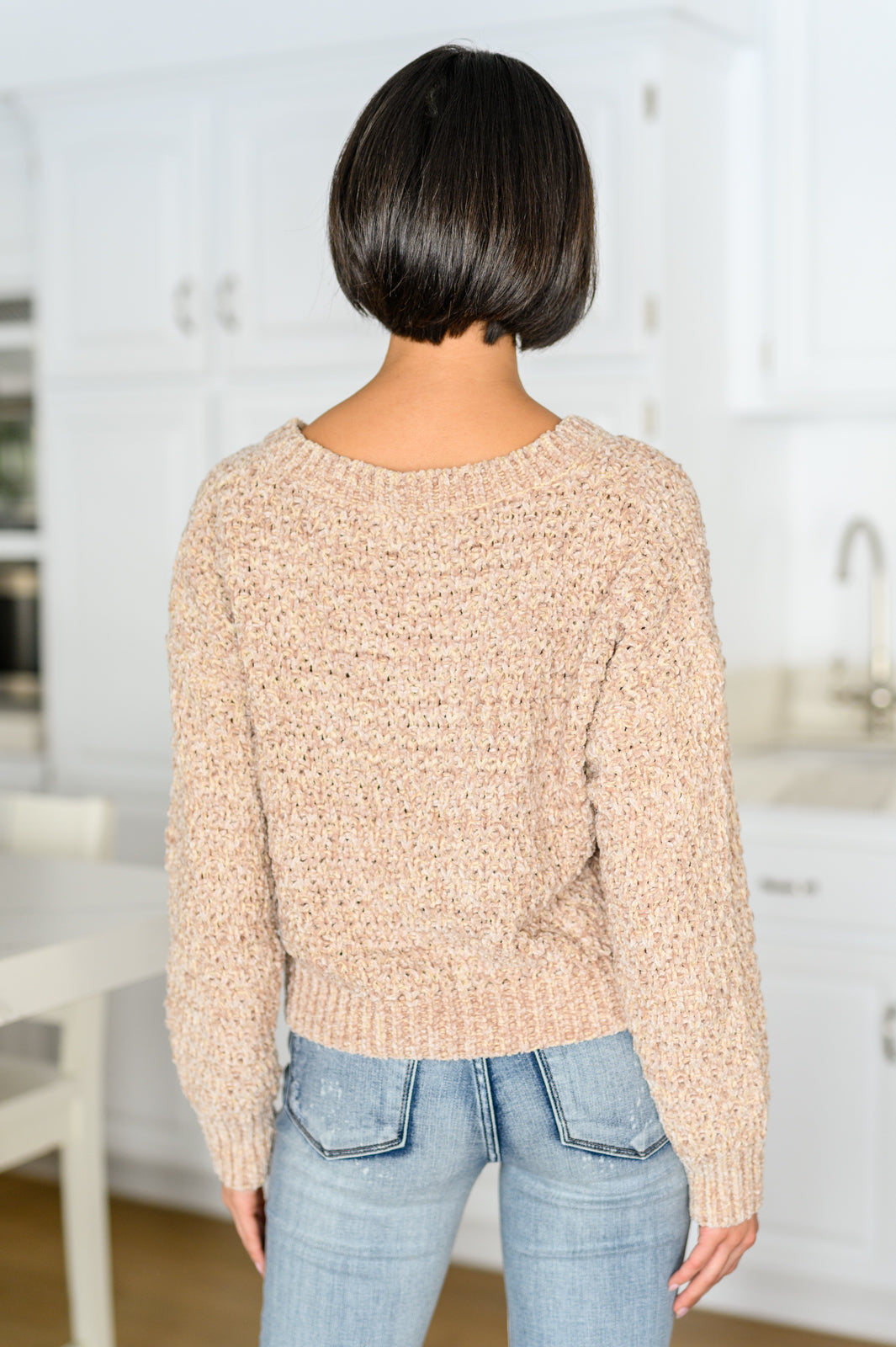 Sugar Fox Irish Coffee Knitted Crop V Neck Sweater