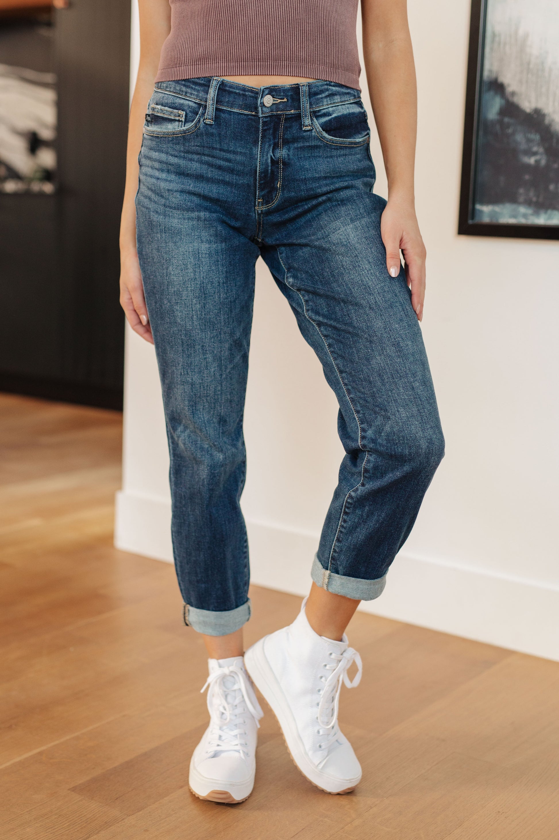 London Midrise Cuffed Boyfriend Jeans - Judy Blue