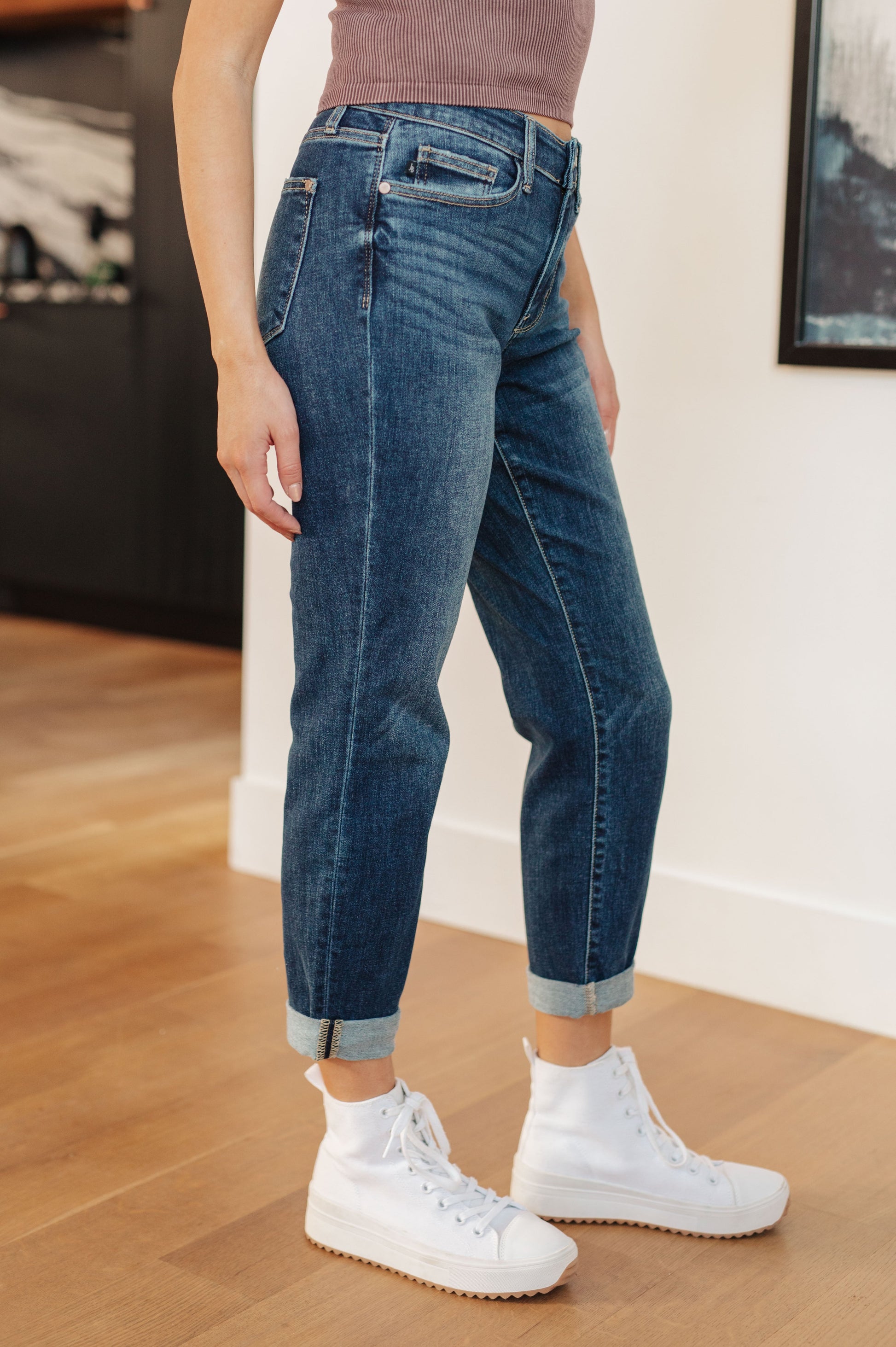 London Midrise Cuffed Boyfriend Jeans - Judy Blue