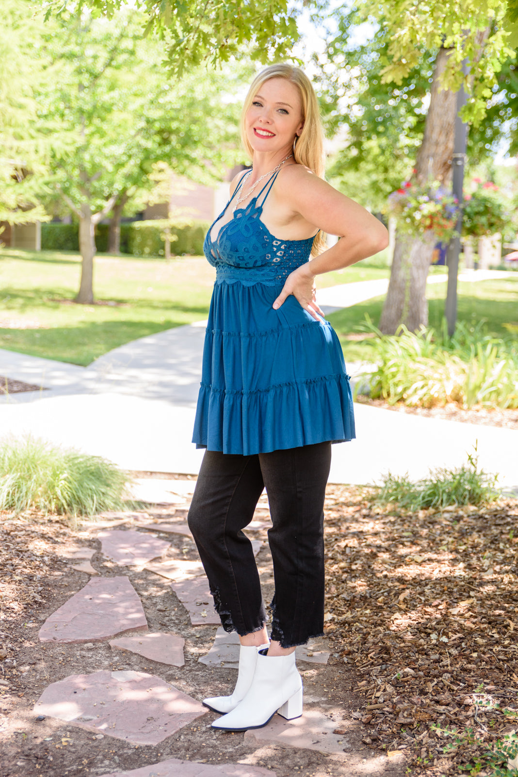 Magic Touch Tank in Teal - Zenana