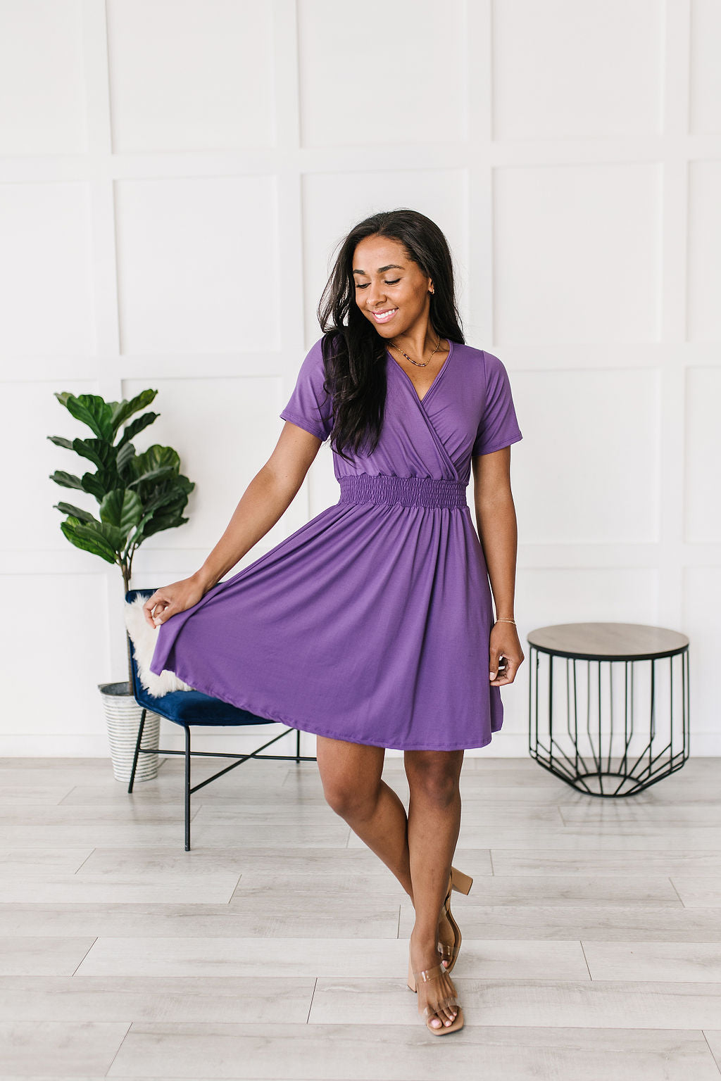 Miss Independent V-Neck Dress - White Birch