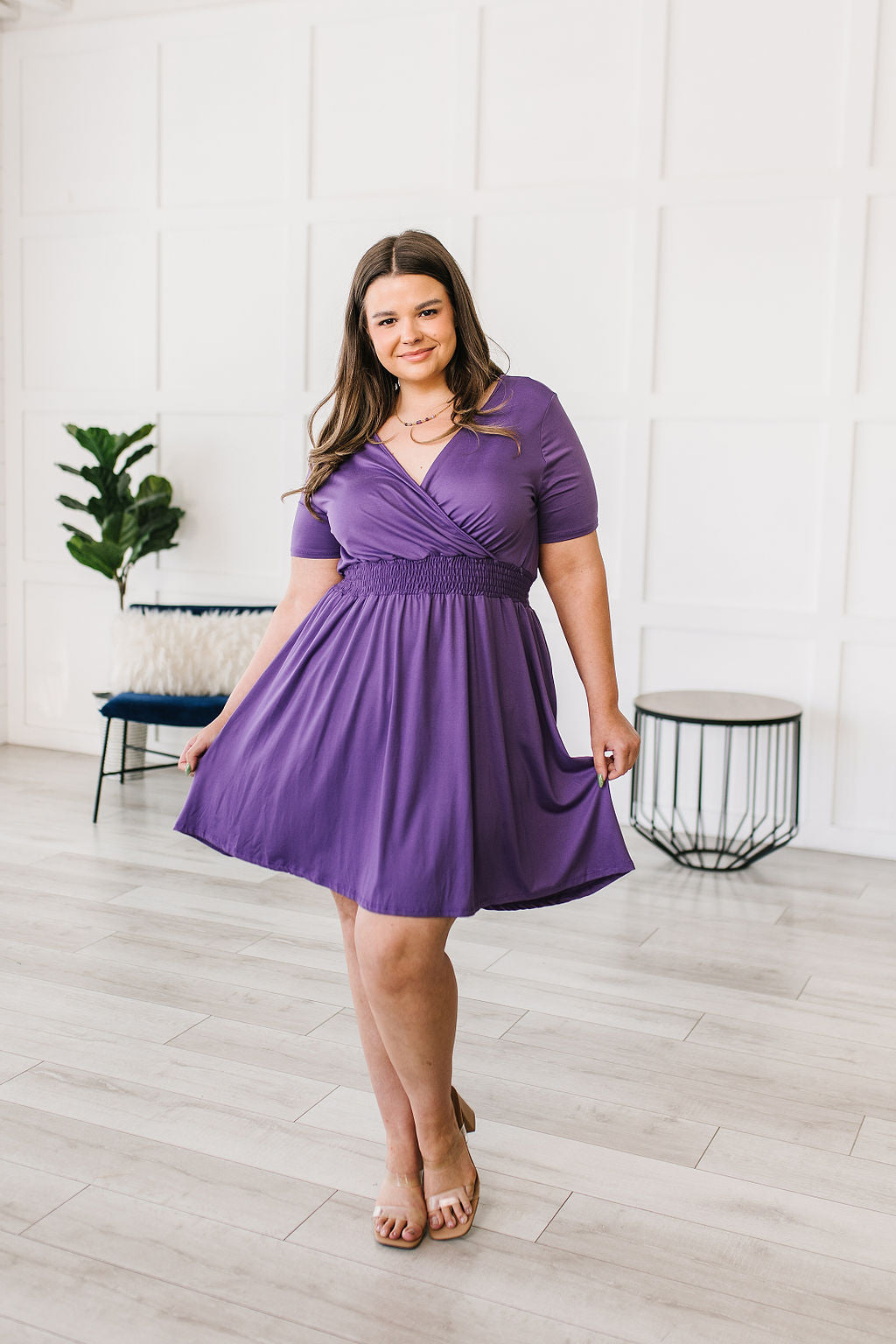 Miss Independent V-Neck Dress - White Birch