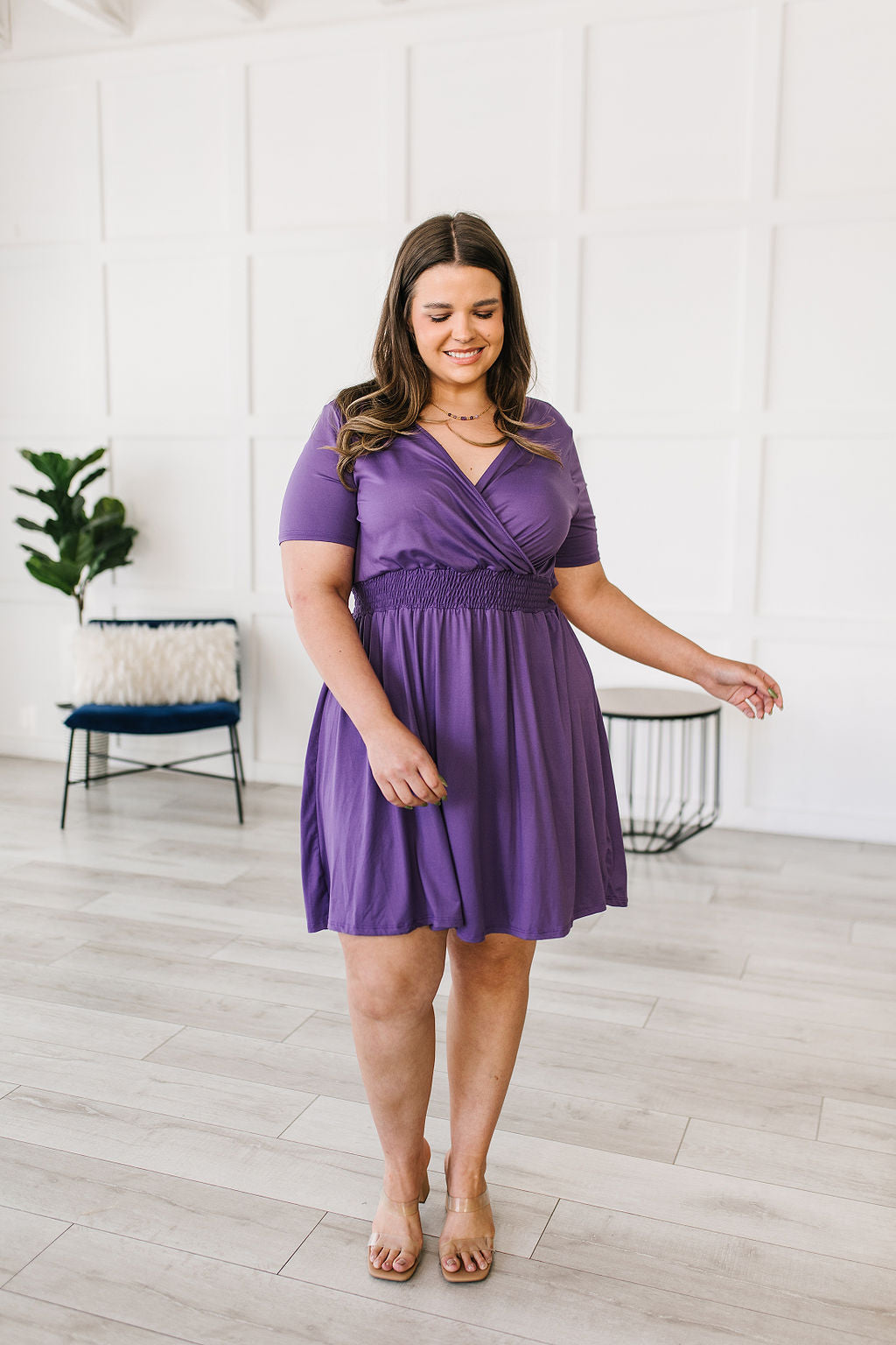Miss Independent V-Neck Dress - White Birch