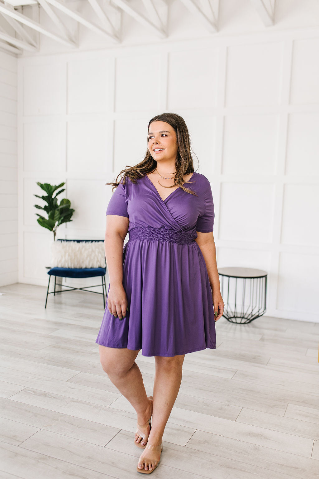 Miss Independent V-Neck Dress - White Birch