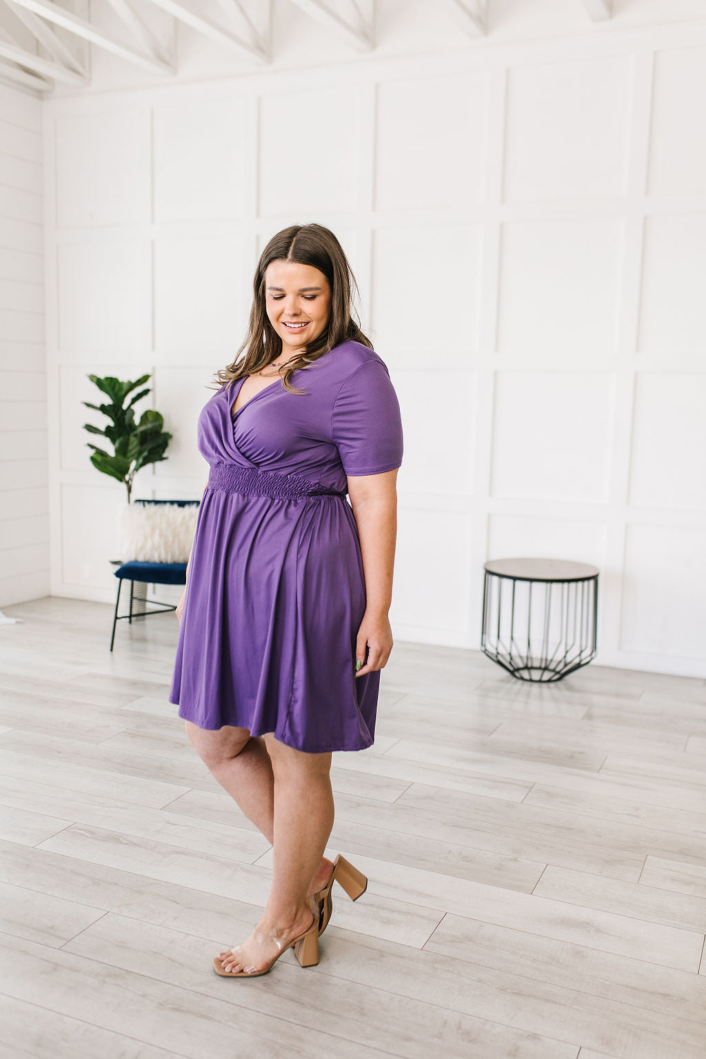 Miss Independent V-Neck Dress - White Birch