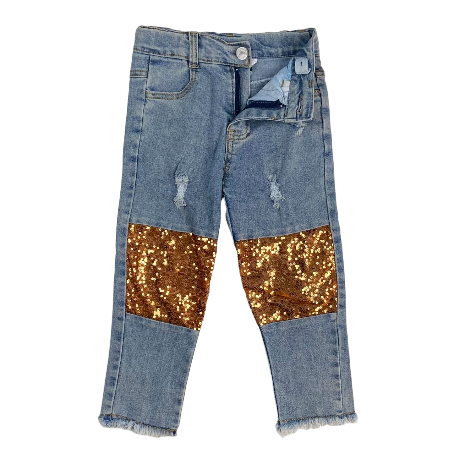 Sequin Patch Kids Denim - Gold