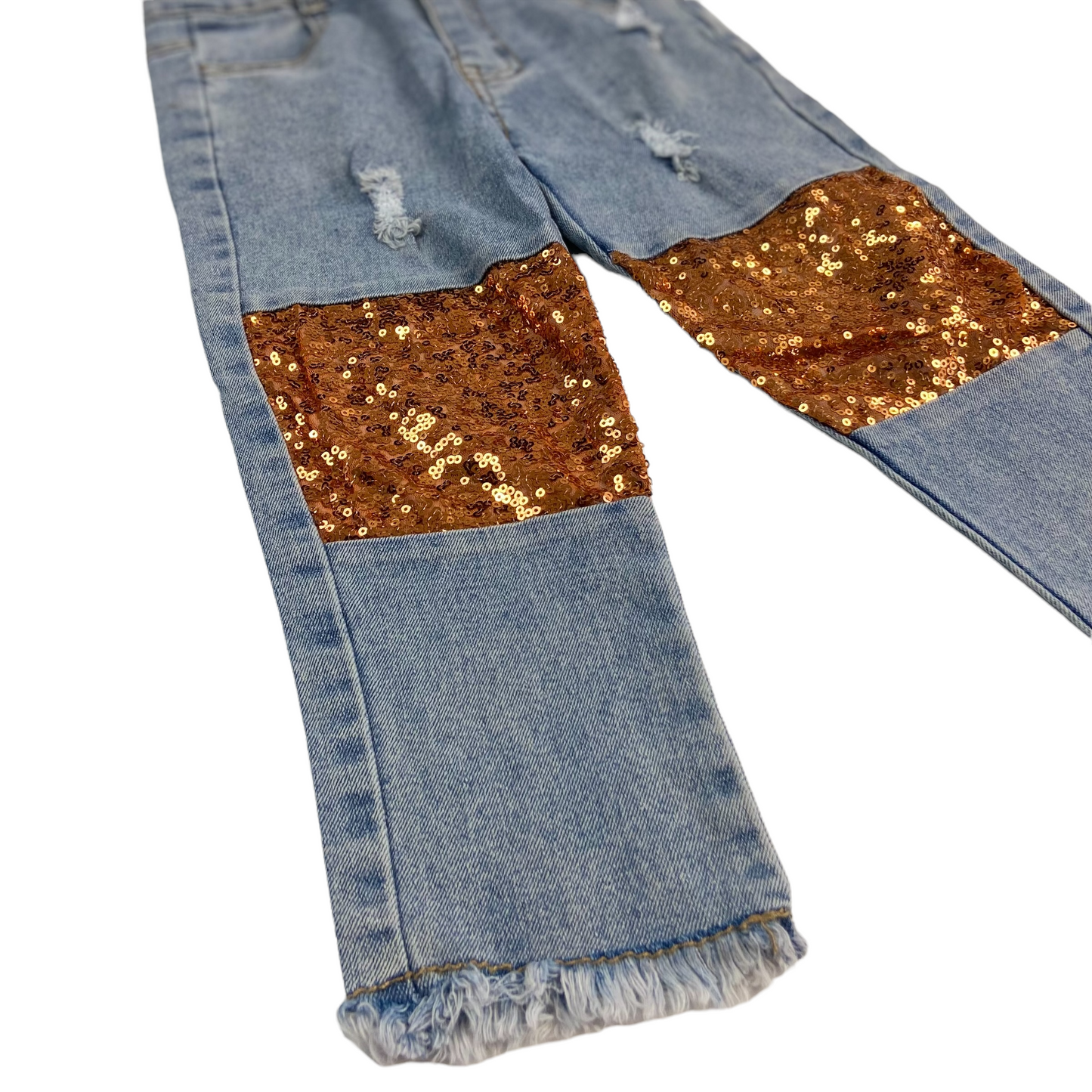 Sequin Patch Kids Denim - Gold