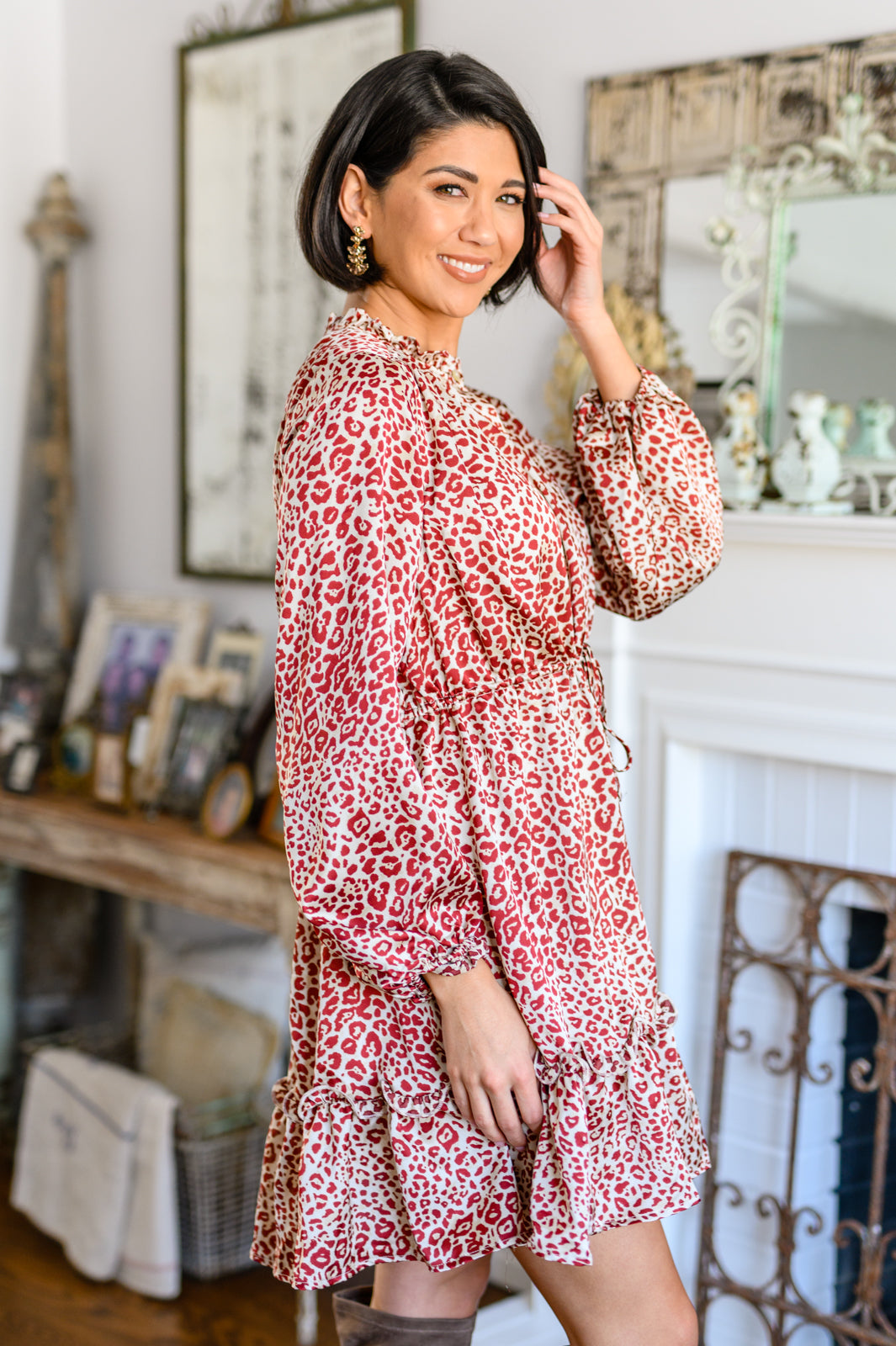 Jodifl Rayven Animal Print Dress in Burgundy