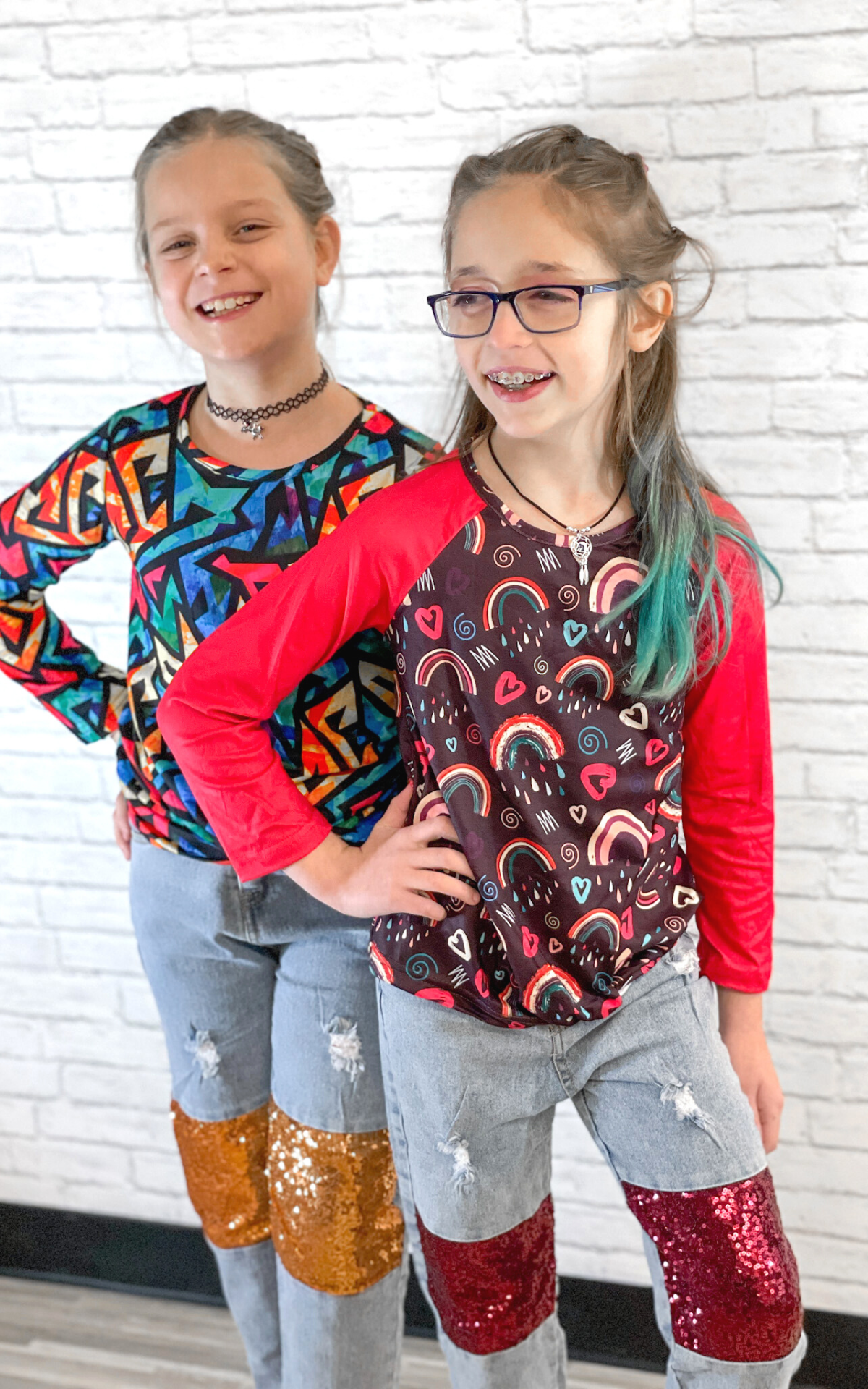 Sequin Patch Kids Denim - Gold