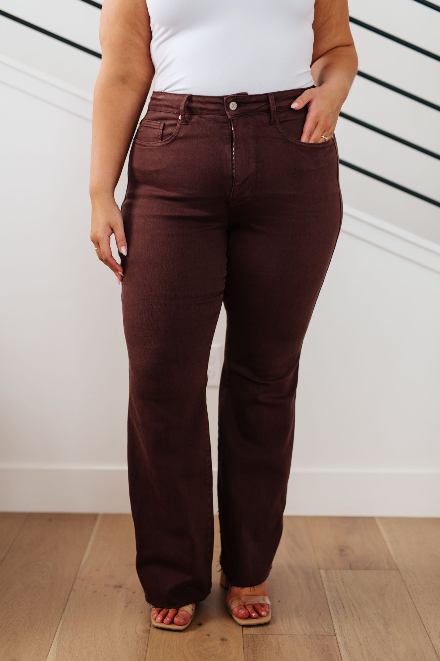 Sienna High Rise Control Top Flare Jeans in Espresso - Judy Blue
