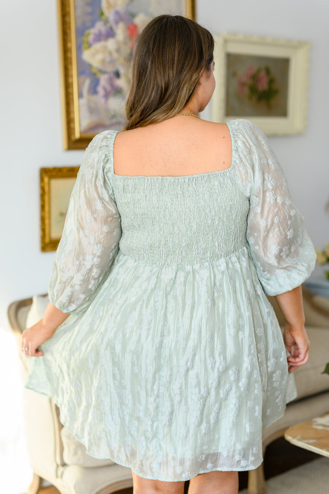 Mittoshop Spotting Fairies Puff Sleeve Dress in Sage