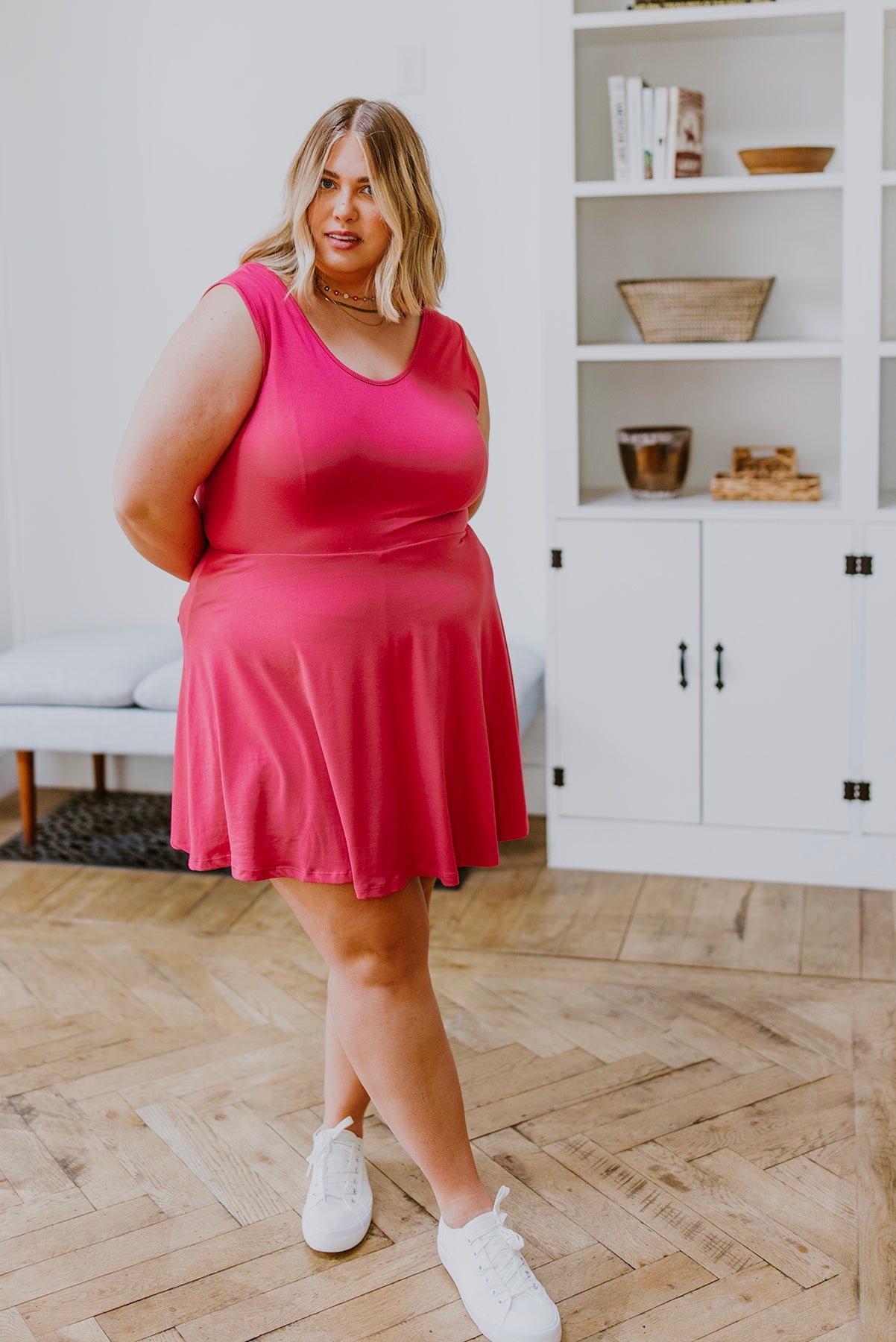 Think Pink Sleeveless Skort Dress - White Birch