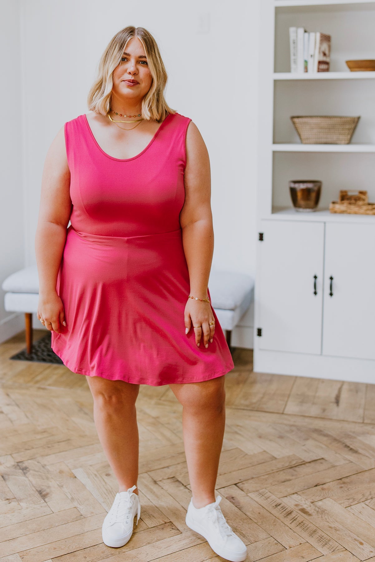 Think Pink Sleeveless Skort Dress - White Birch