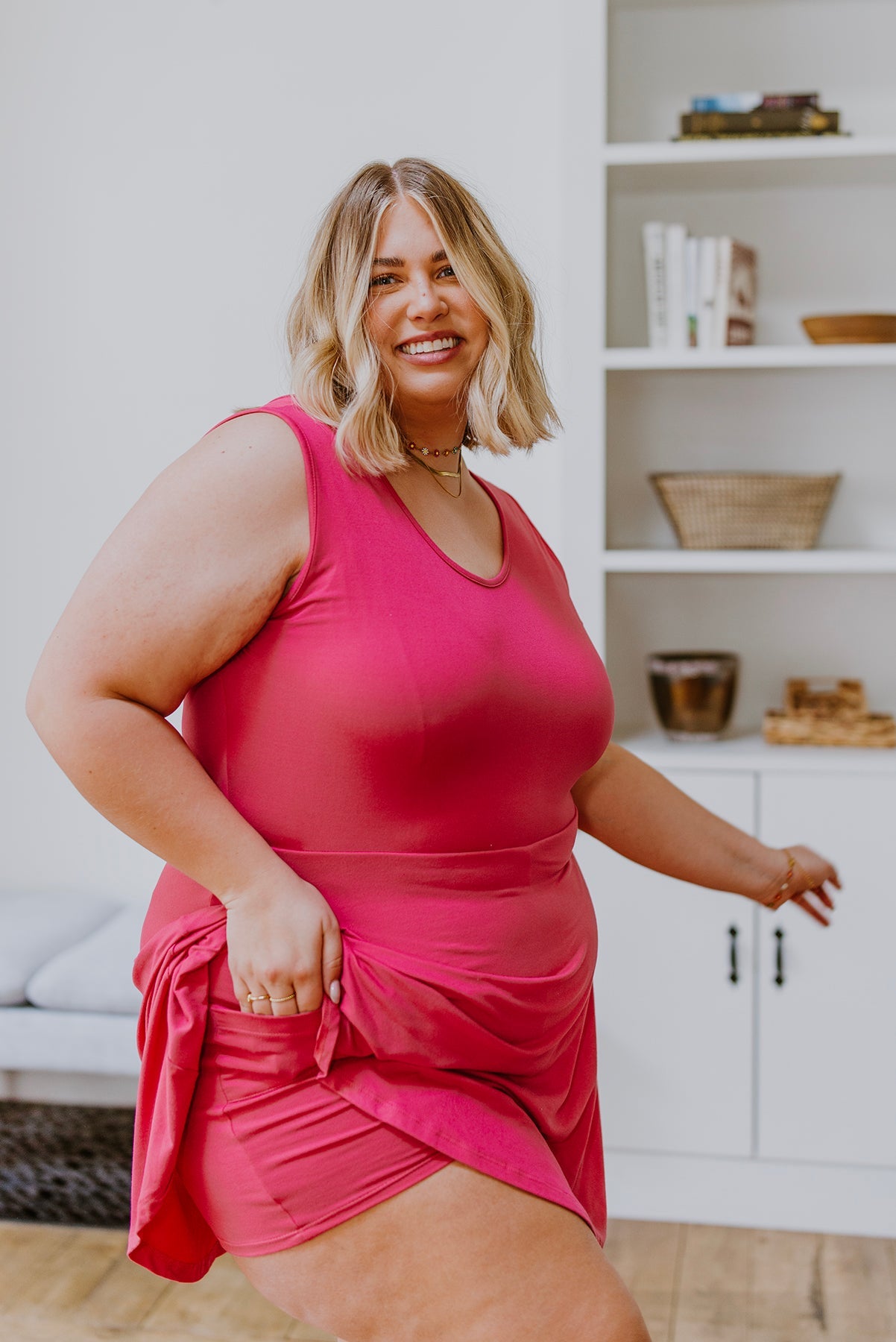 Think Pink Sleeveless Skort Dress - White Birch