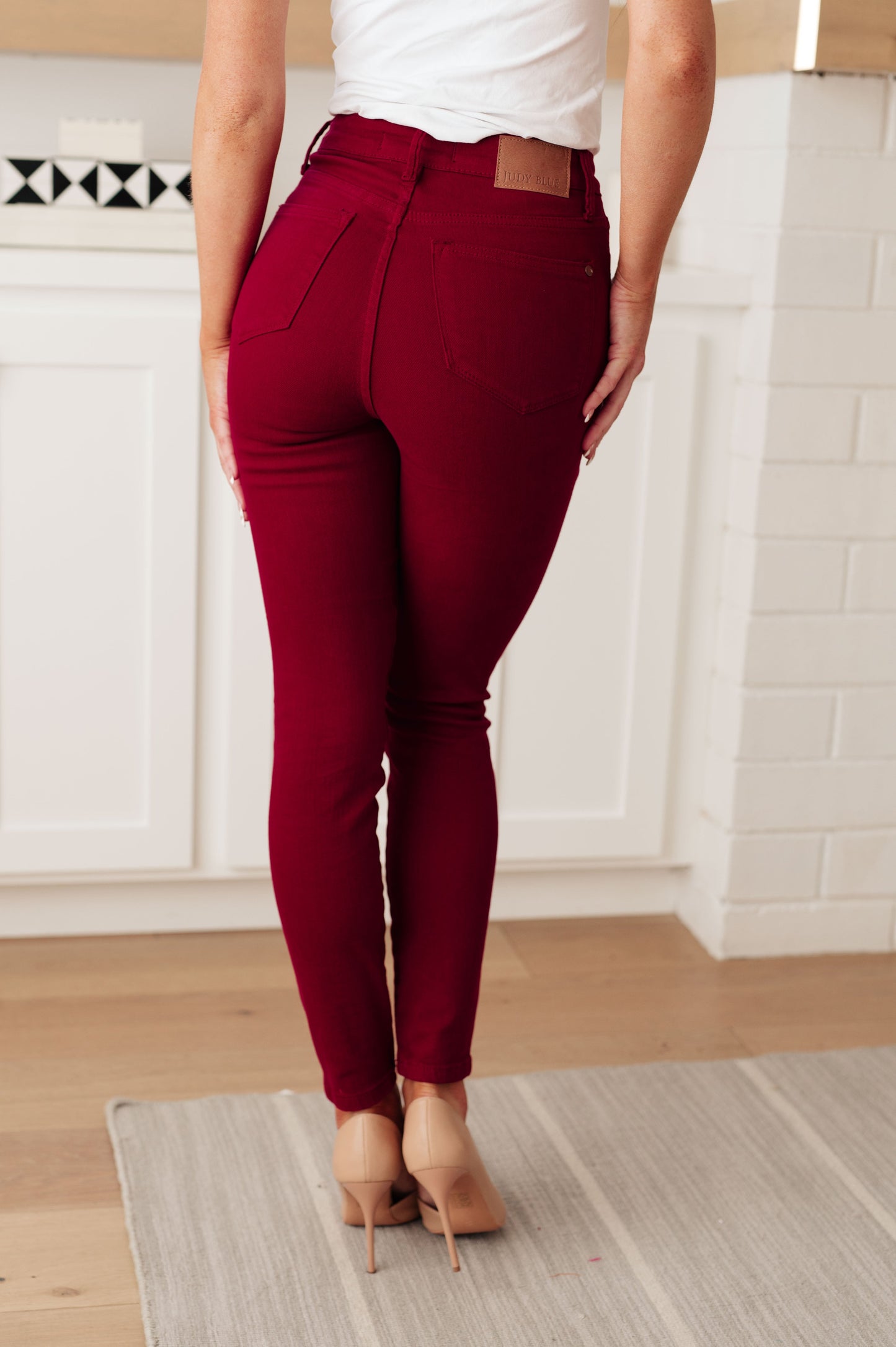 Wanda High Rise Control Top Skinny Jeans Scarlet - Judy Blue