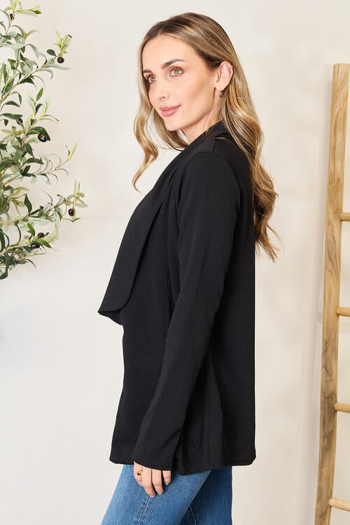 Heimish Open Front Long Sleeve Blazer - Black