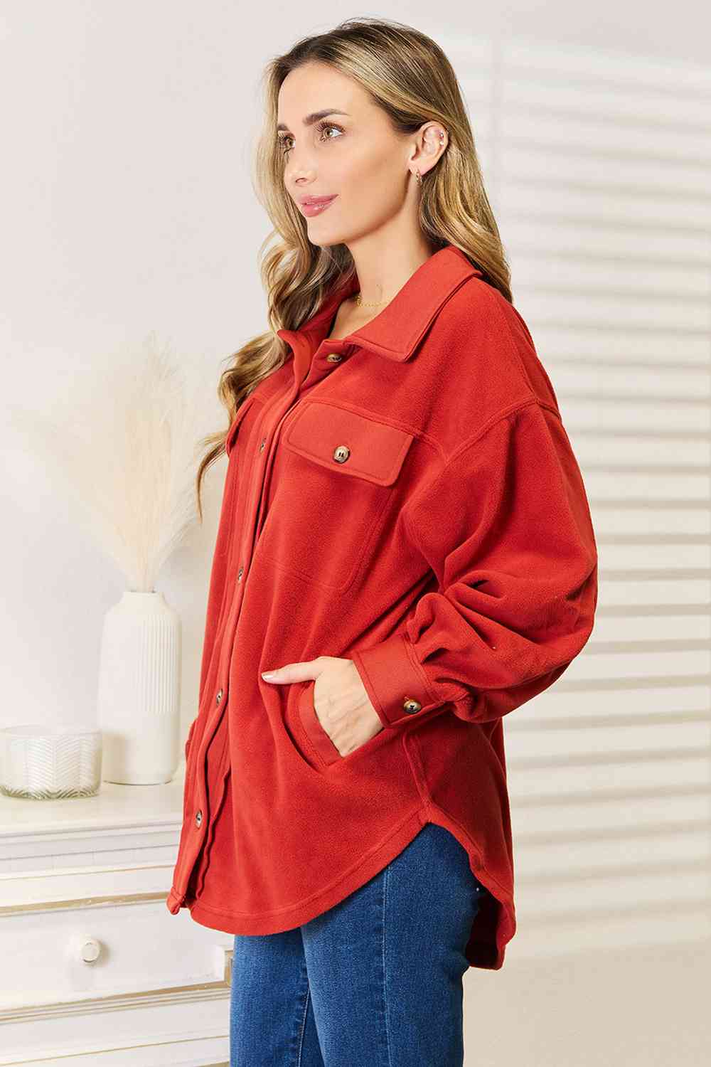 Heimish Cozy Girl Button Down Shacket - Rust
