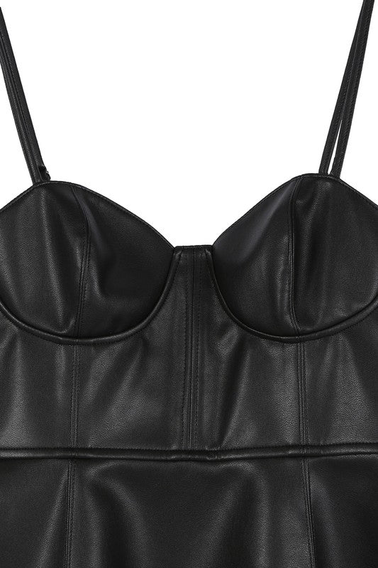 Vegan Leather Bustier Mini Dress - Lilou