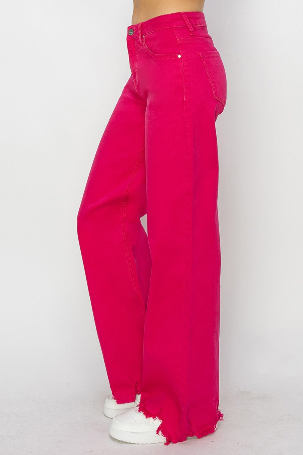 RISEN High Rise Wide Leg Jeans - Fuchsia