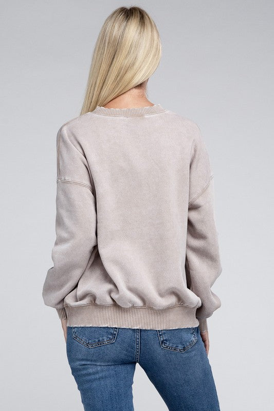 Acid Wash Fleece Oversized Pullover - Zenana