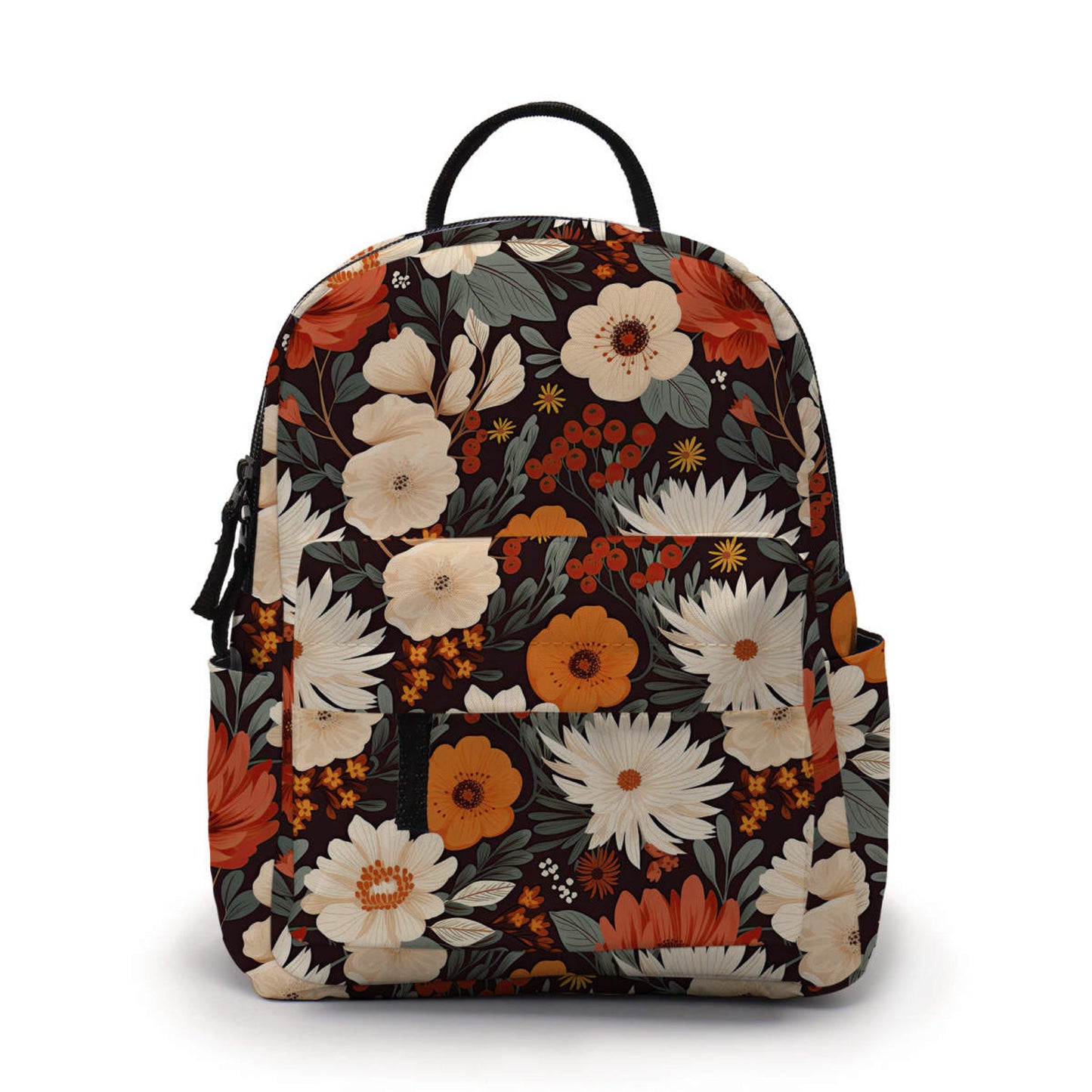 Mini Backpack - Cream And Orange Floral