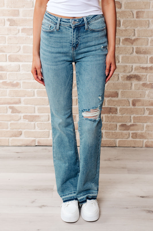 Isla Mid Rise Distressed Released Hem Bootcut Jeans - Judy Blue