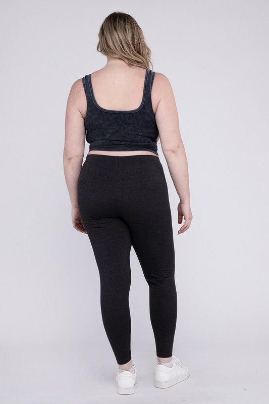 Plus Premium Cotton Full Length Leggings - Zenana