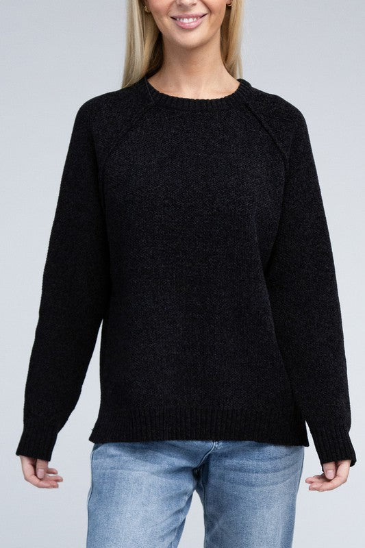 Raglan Chenille Sweater - Zenana