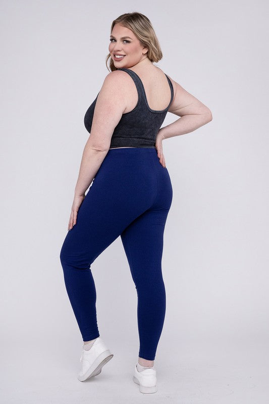 Plus Premium Cotton Full Length Leggings - Zenana