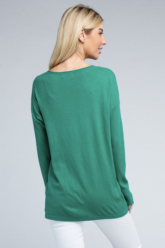 Viscose Front Pockets Sweater - Zenana