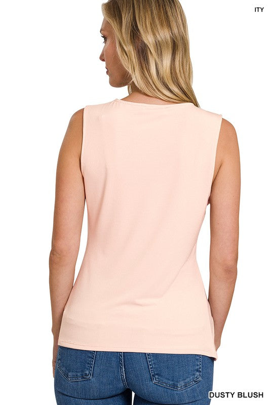 ITY Knot-Front Sleeveless Top - Zenana