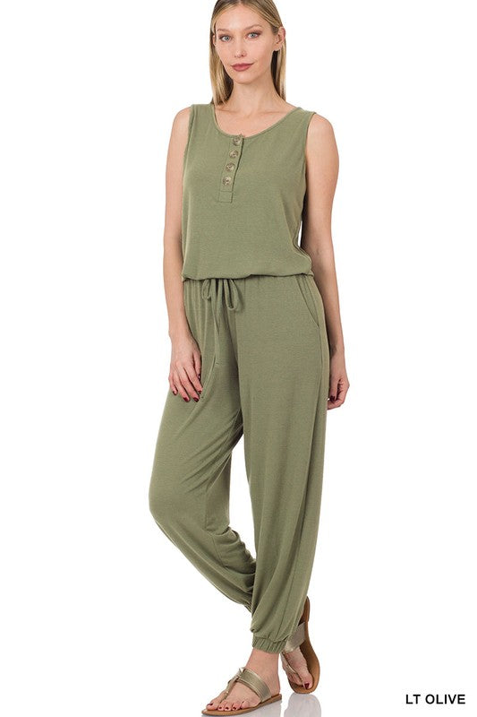 Sleeveless Jogger Jumpsuit - Zenana