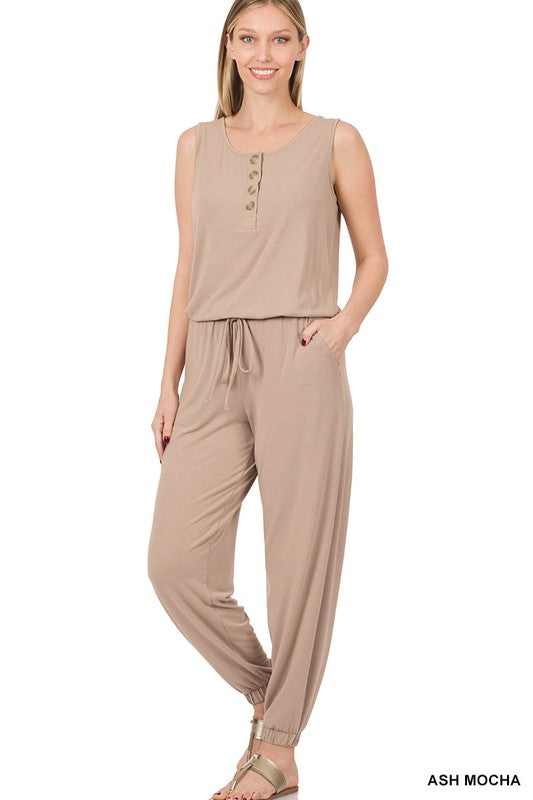 Sleeveless Jogger Jumpsuit - Zenana