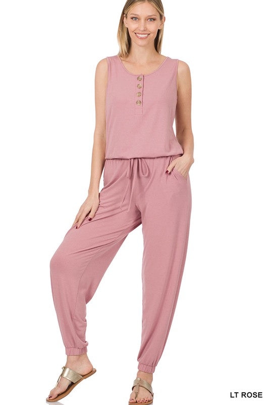 Sleeveless Jogger Jumpsuit - Zenana