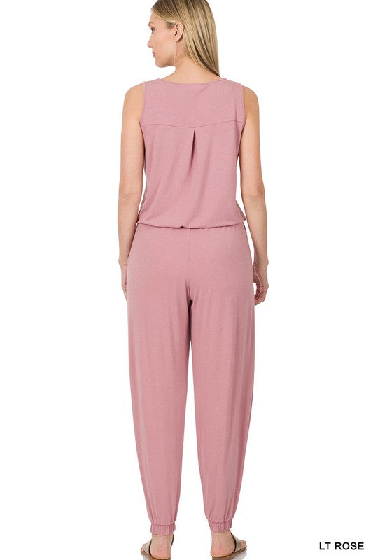 Sleeveless Jogger Jumpsuit - Zenana