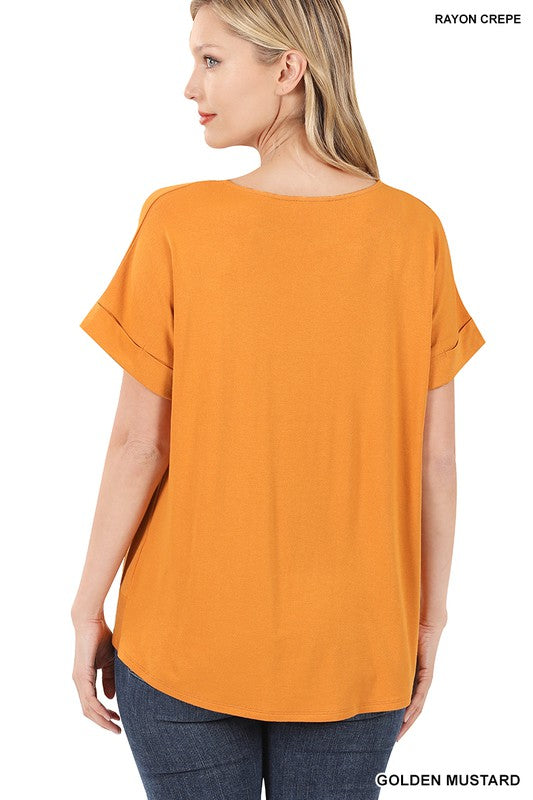 Rayon Span Crepe Knot-Front Top - Zenana