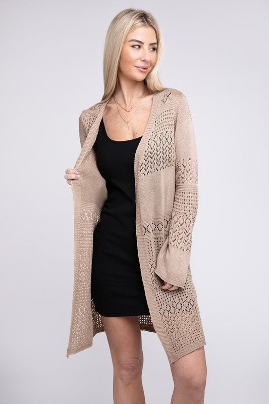 Texture Open Front Knit Cardigan - Nuvi Apparel