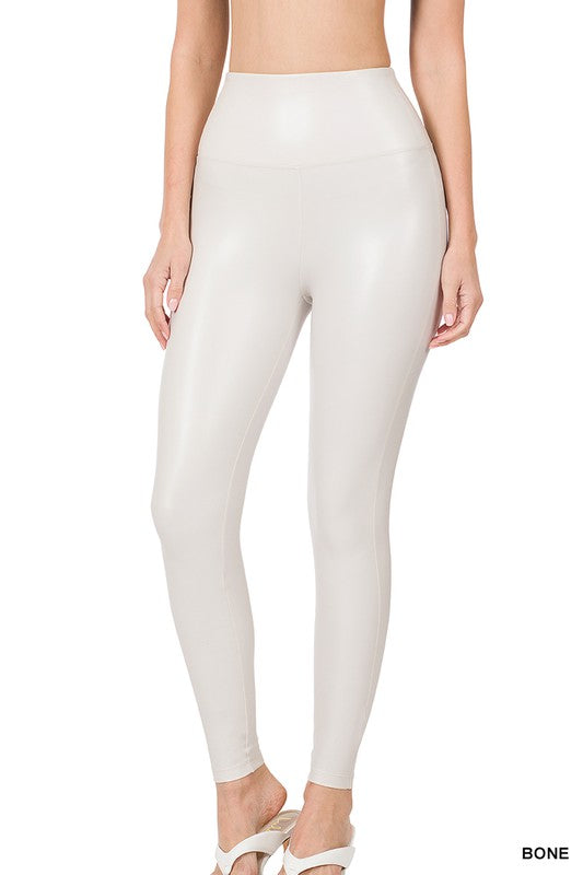 High Rise Faux Leather Leggings - Zenana