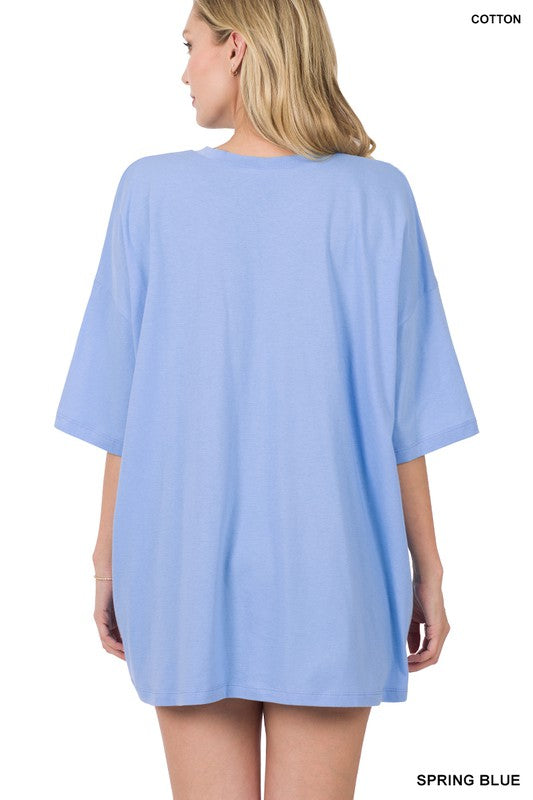 Cotton Drop Shoulder Boyfriend Box Tee - Zenana