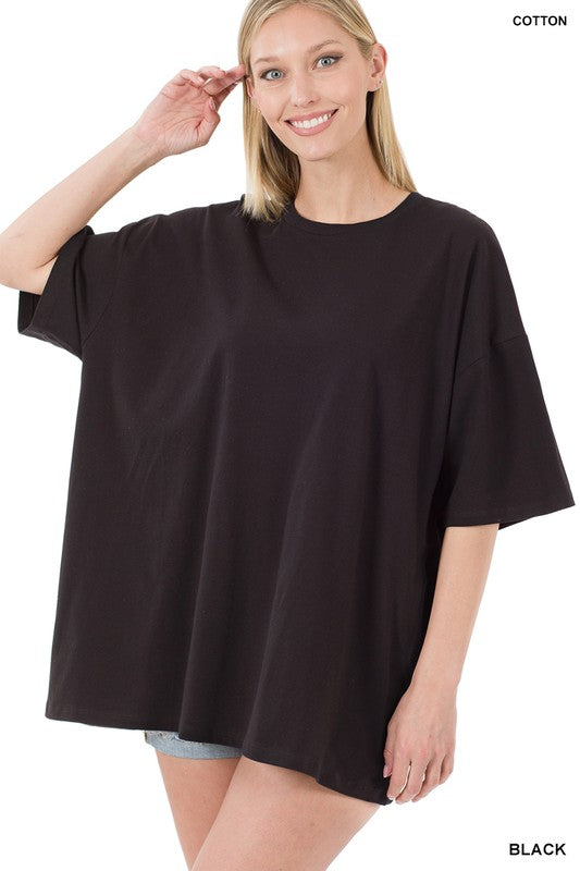 Cotton Drop Shoulder Boyfriend Box Tee - Zenana