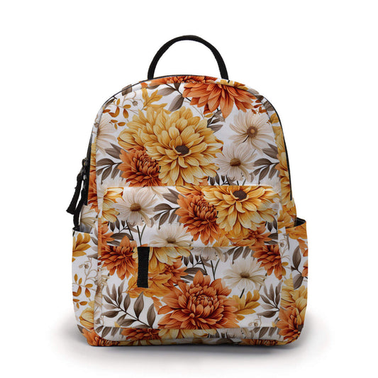 Mini Backpack - Floral Orange Cream Brown