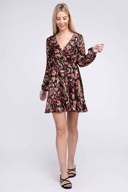 Multicolor Print V Neck Dress - Nuvi Apparel