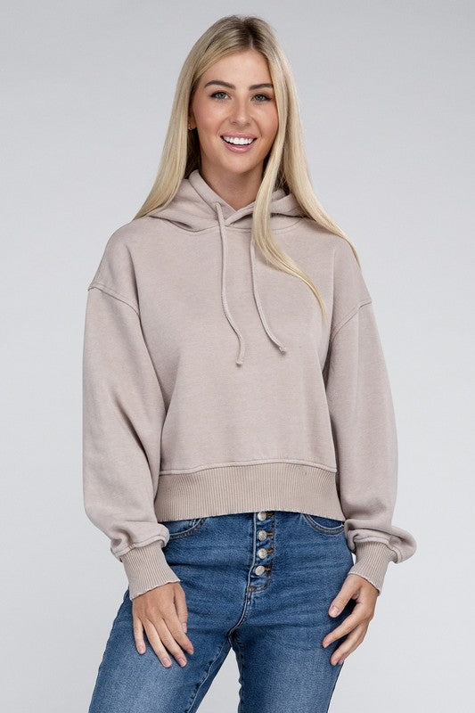 Acid Wash Fleece Hoodie - Zenana