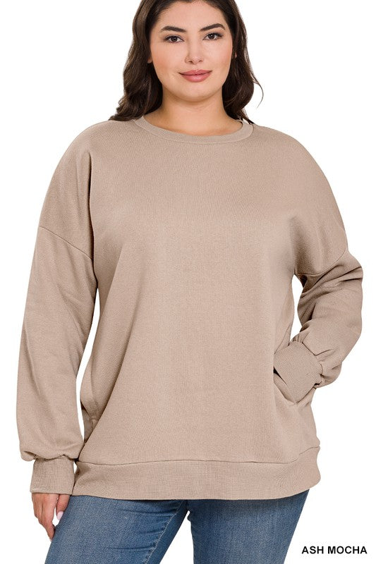 Plus long Sleeve Round Neck Sweatshirt - Zenana