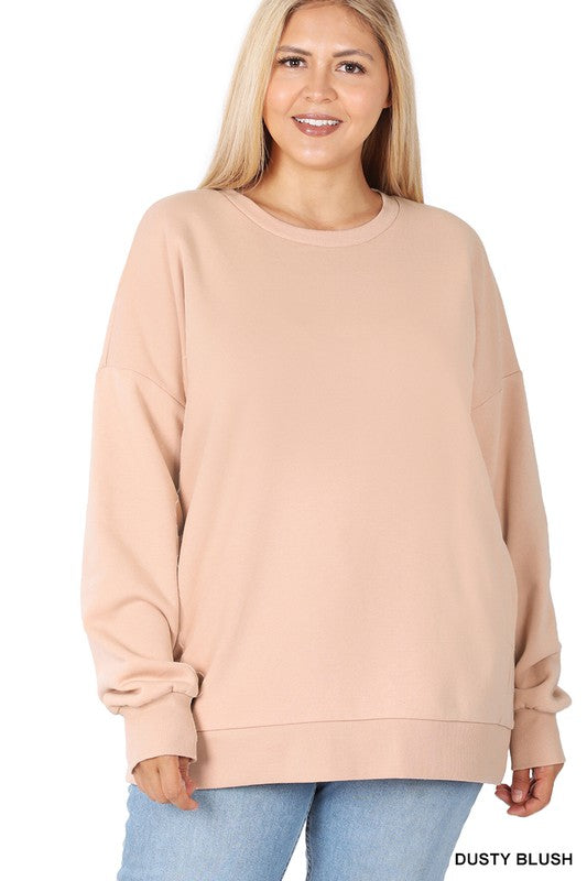 Plus long Sleeve Round Neck Sweatshirt - Zenana