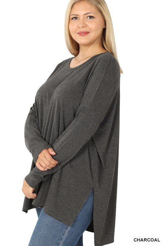 Plus Dolman Long Sleeve Round Neck Top - Zenana